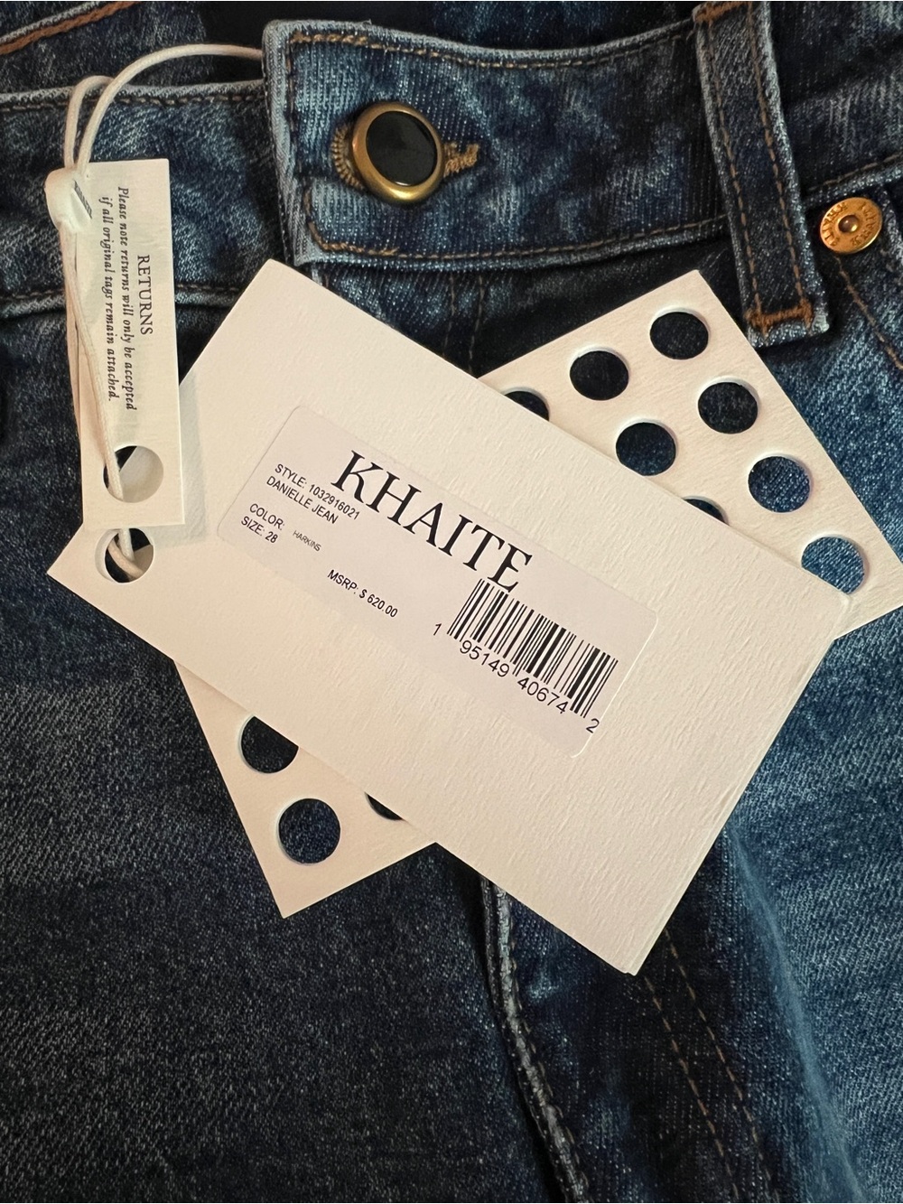NWT - KHAITE - The Danielle - High rise, straight leg, slim fit. Color: Harkins - Picture 6 of 6
